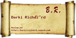 Berki Richárd névjegykártya