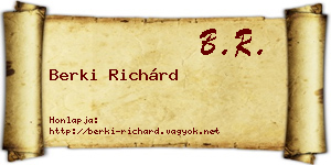 Berki Richárd névjegykártya
